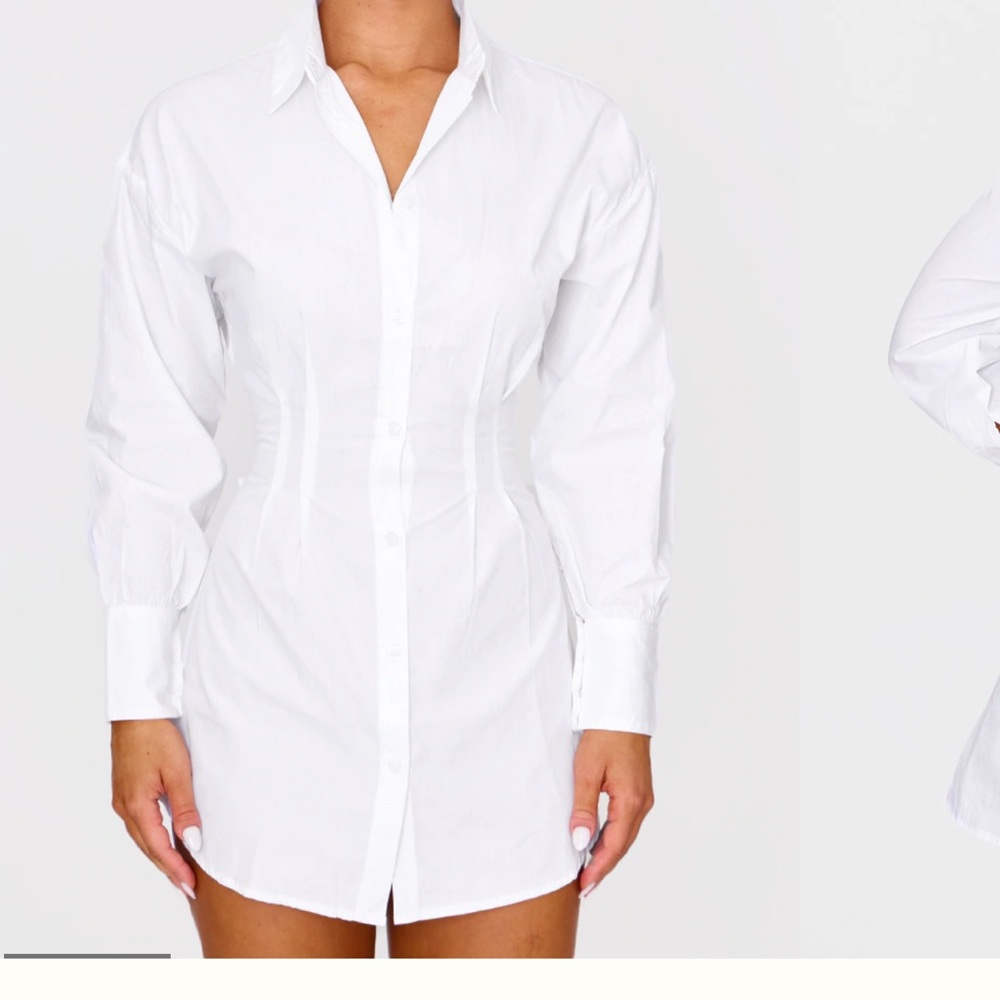 White Button-Up Shirt Dress